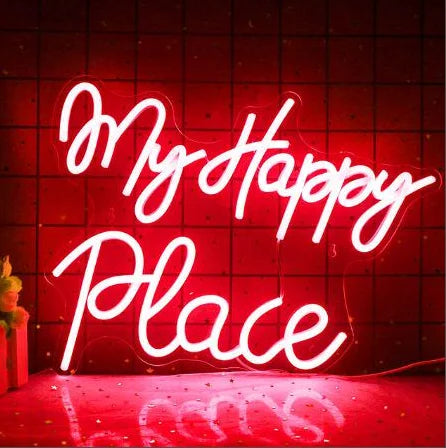 My Happy Place 5V Mini USB LED Neonschild - Budgetfreundlich