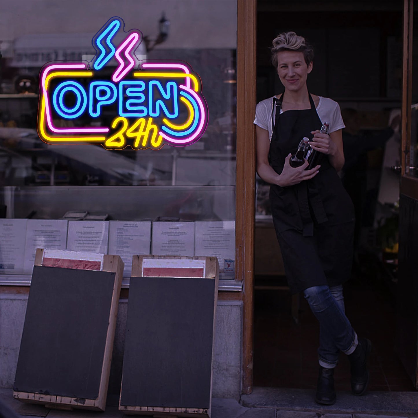 24 Stunden Geöffnet 5V USB LED Leuchtschild - Preisgünstig