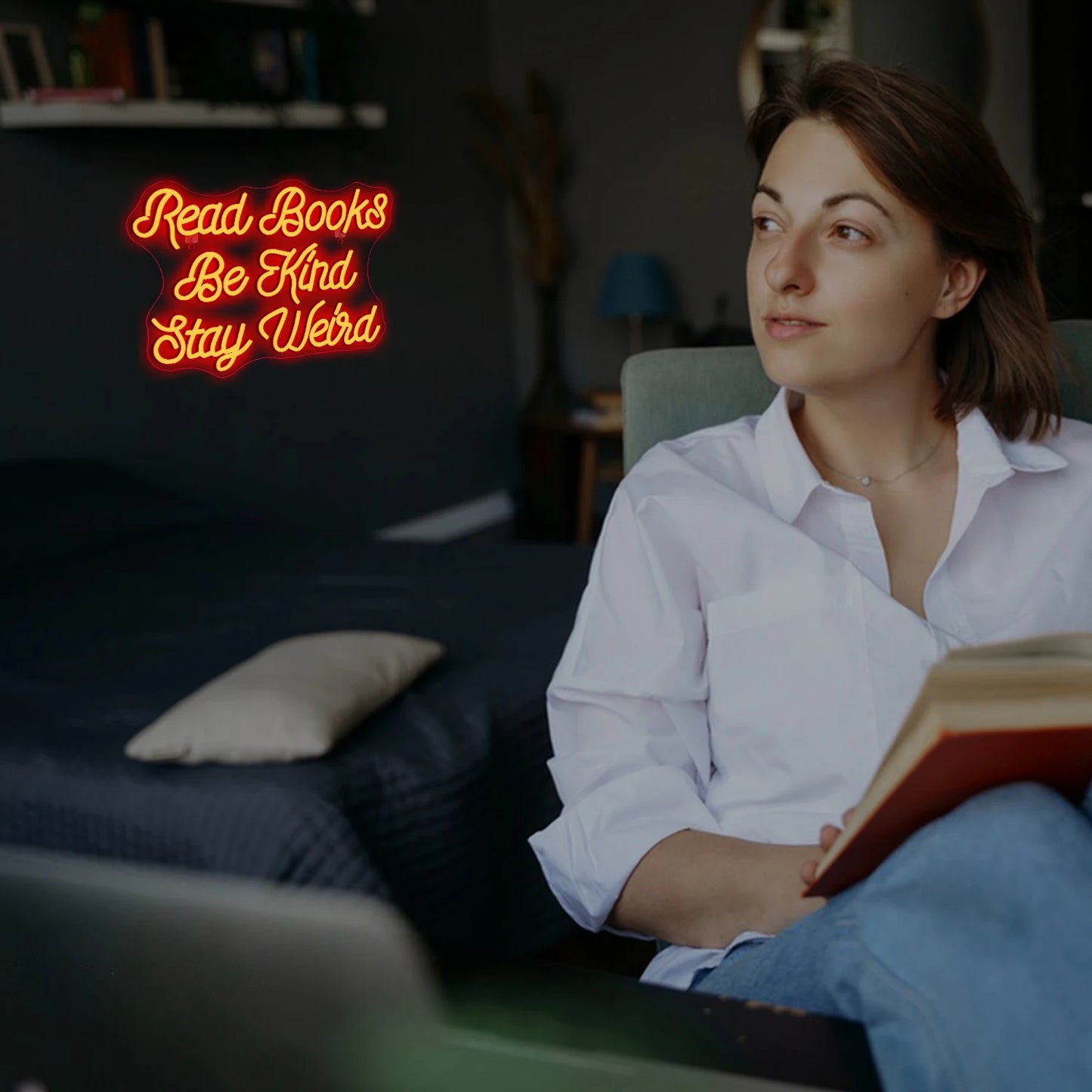 Lies Bücher Sei Freundlich Bleib Verrückt 5V USB LED Leuchtschild - Preisgünstig