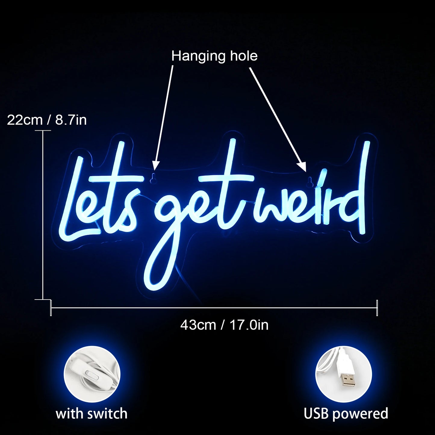 Let's Get Weird 5V USB LED Leuchtschild - Budgetfreundlich