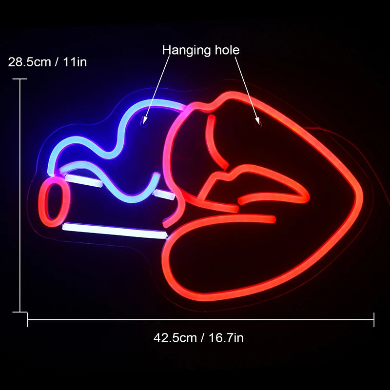 Rauchende Mund Frau Sexy 5V USB LED Neon Schild - Preisgünstig