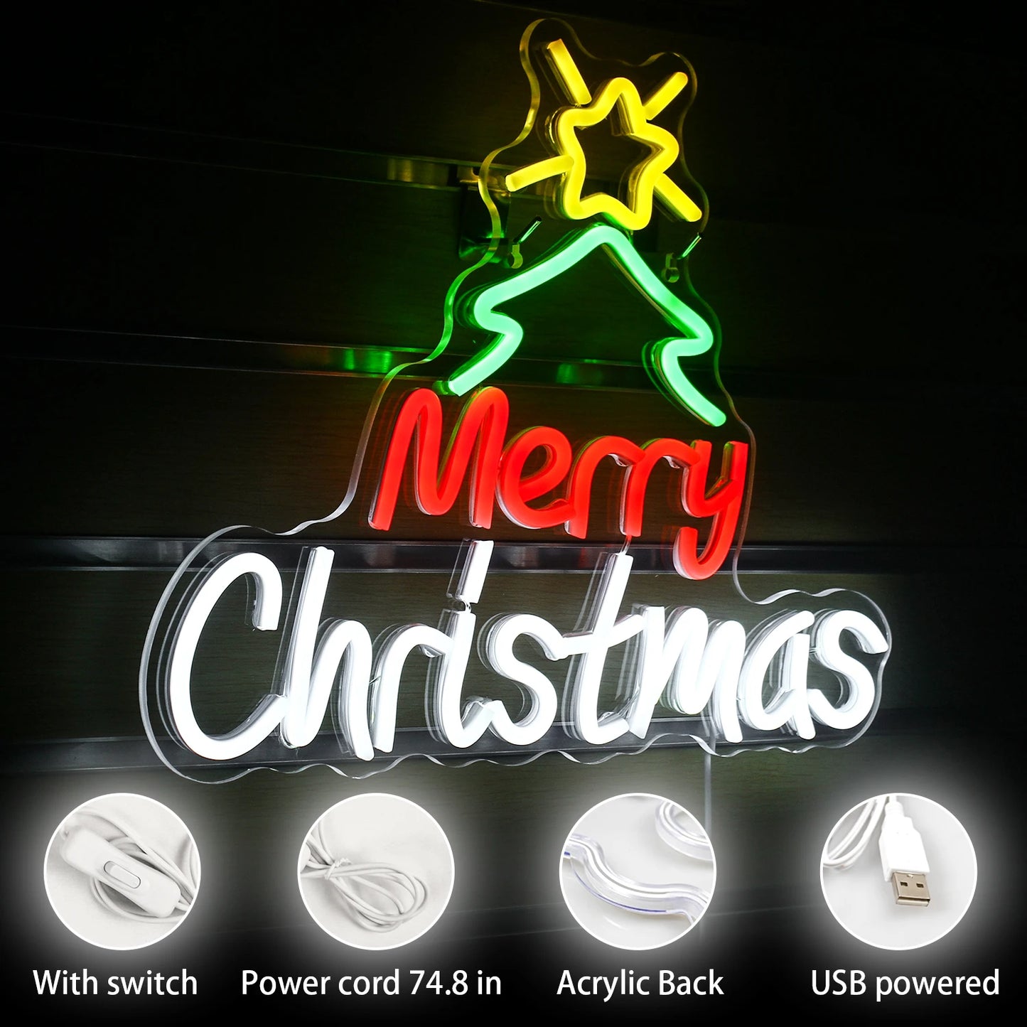 Merry Christmas 5V USB LED Neon Schild - Preiswert