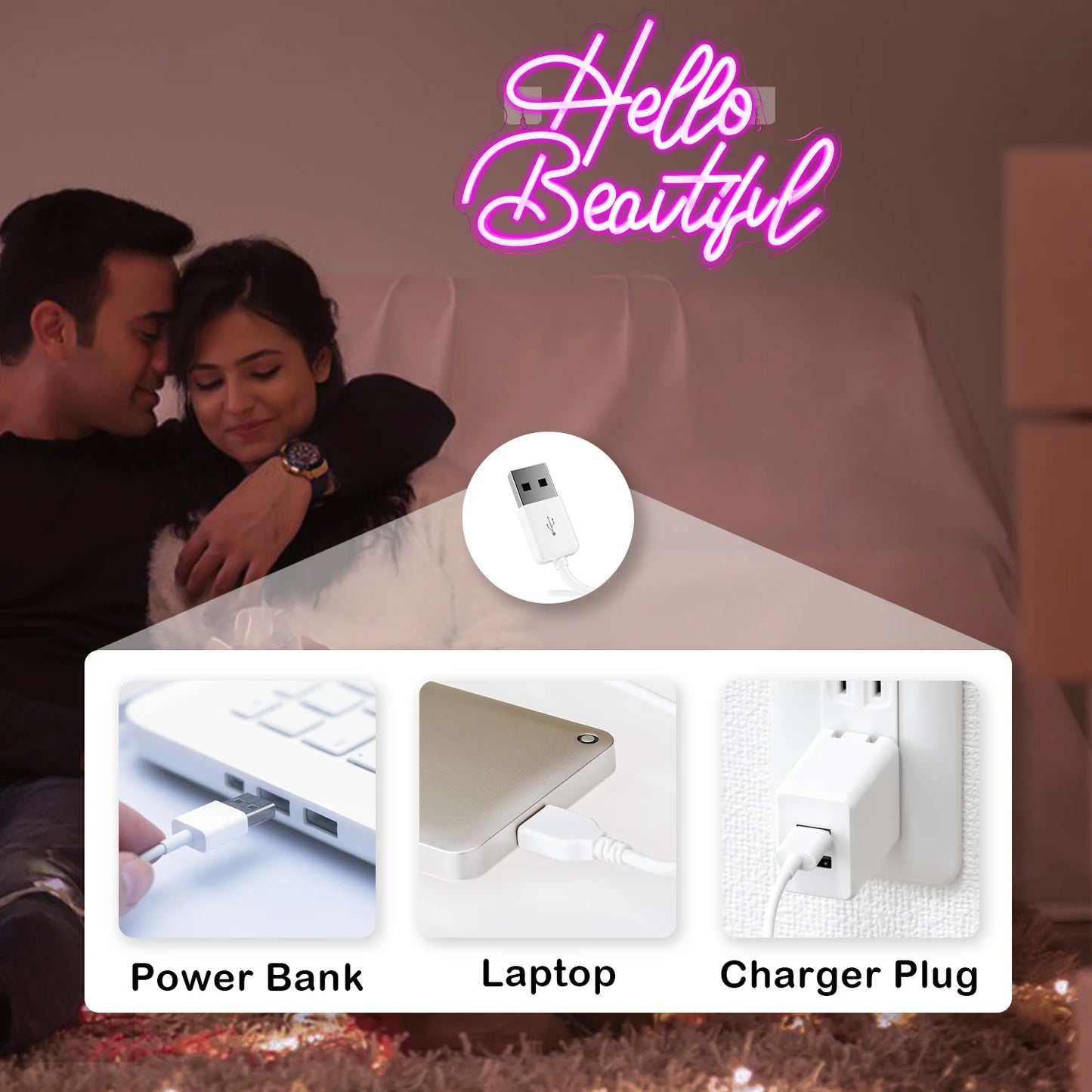 Hallo Schönes 5V USB LED Neonschild - Preisgünstig