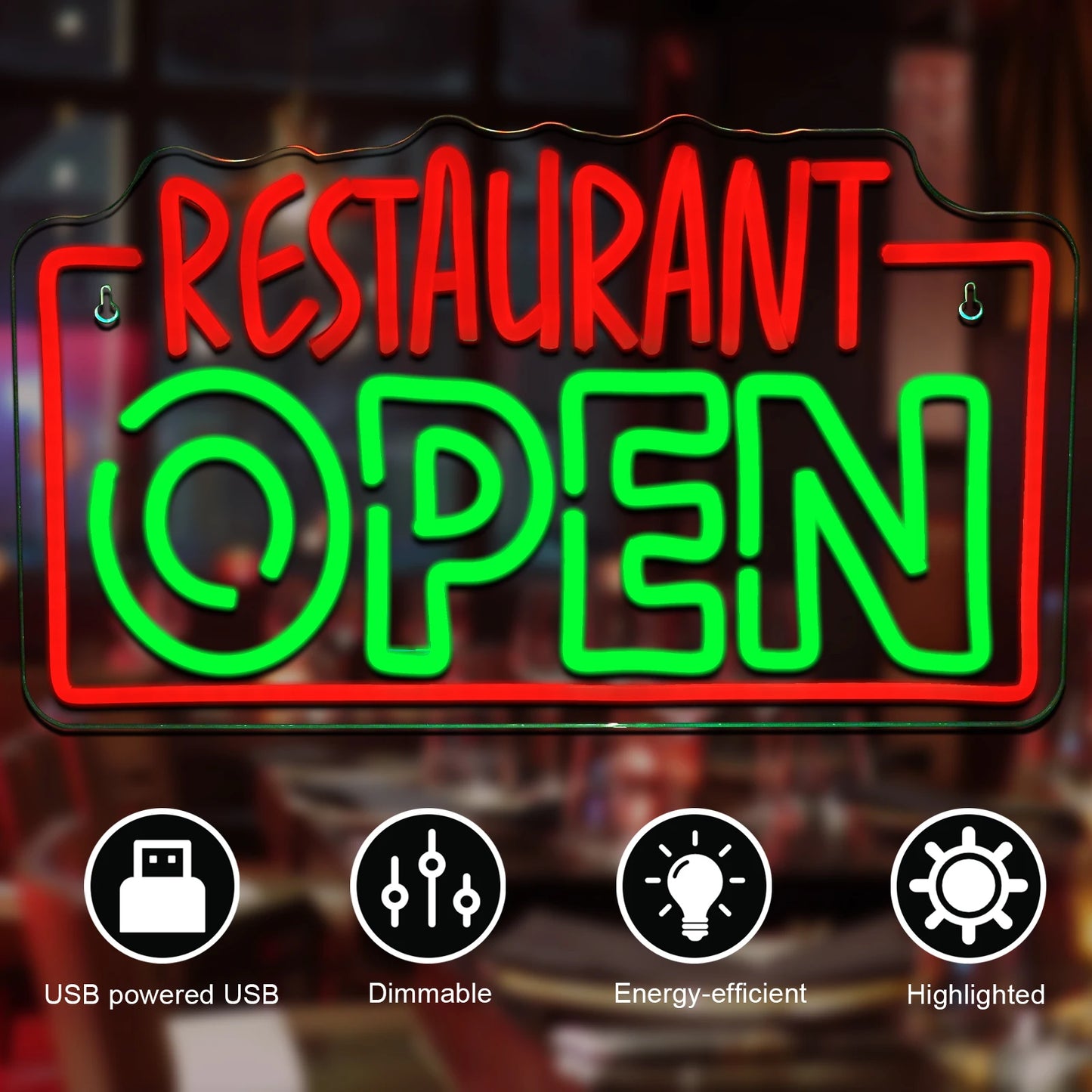 Restaurant OPEN 5V USB LED Leuchtschild - Preiswert