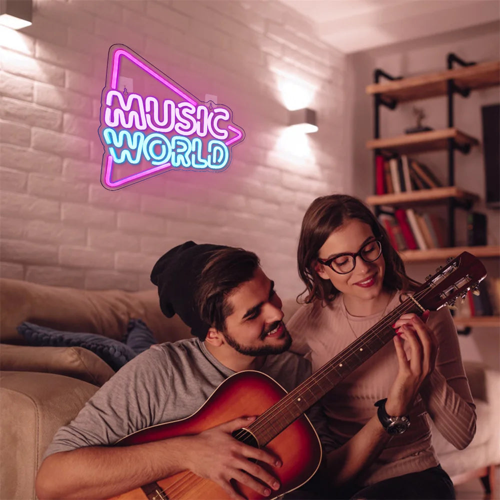 Music World 5V USB LED Leuchtschild - Budgetfreundlich