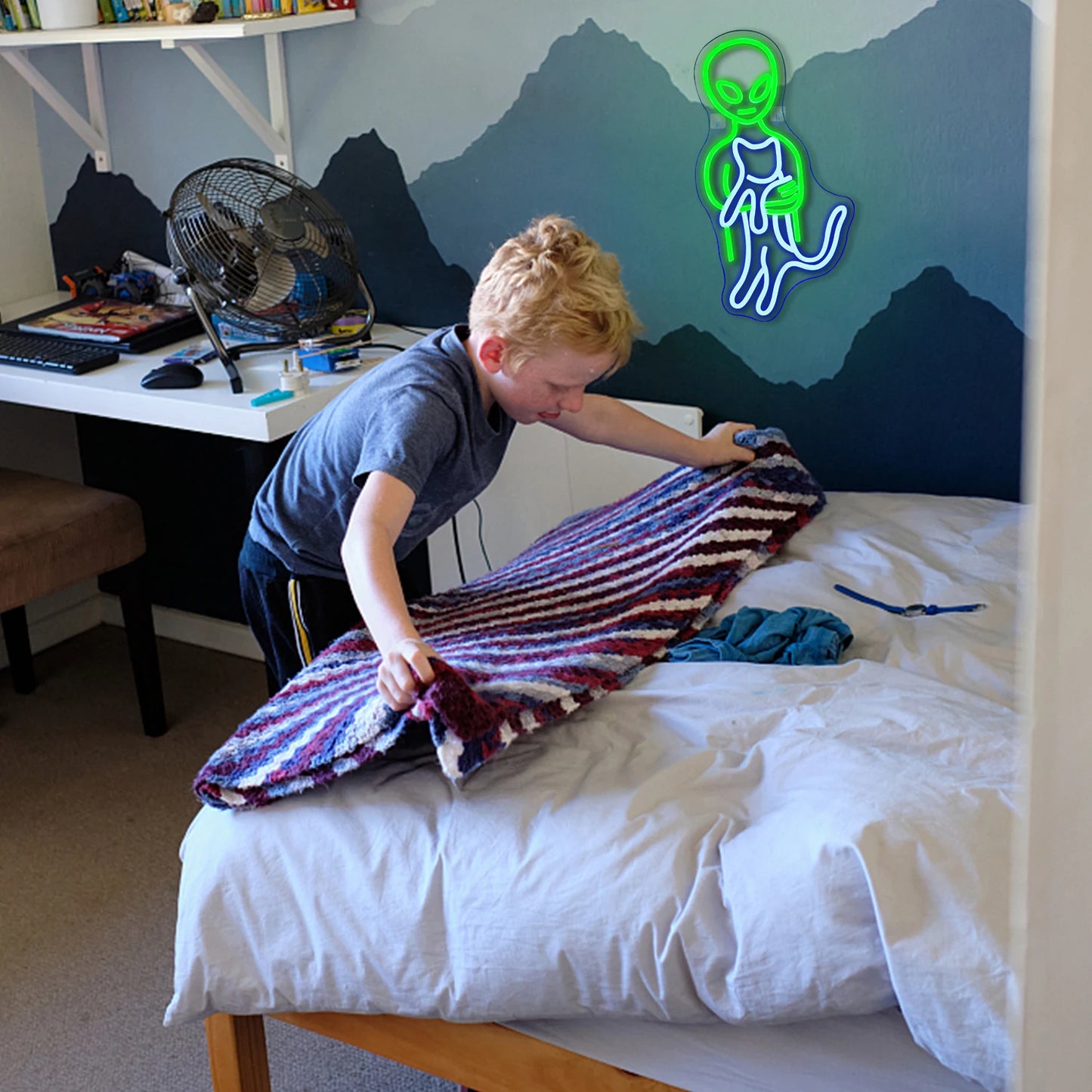 Grüner Alien 5V USB LED Leuchtschild - Preisgünstig