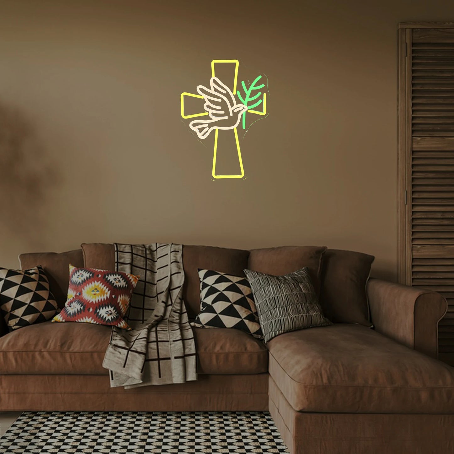 Kreuz und Friedens-Taube 5V USB LED Neon Schild - Preisgünstig