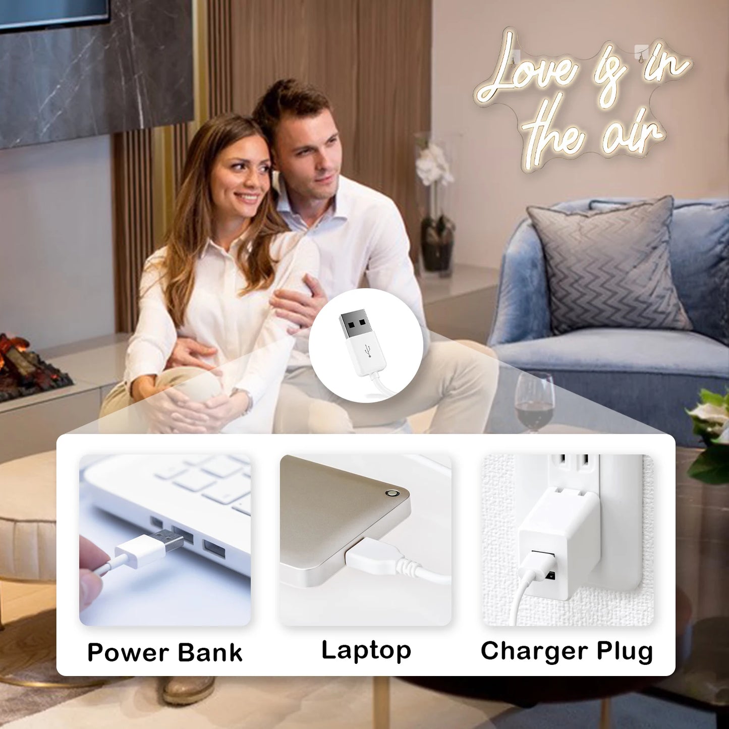 Love is in the Air 5V USB LED Leuchtschild - Preiswert