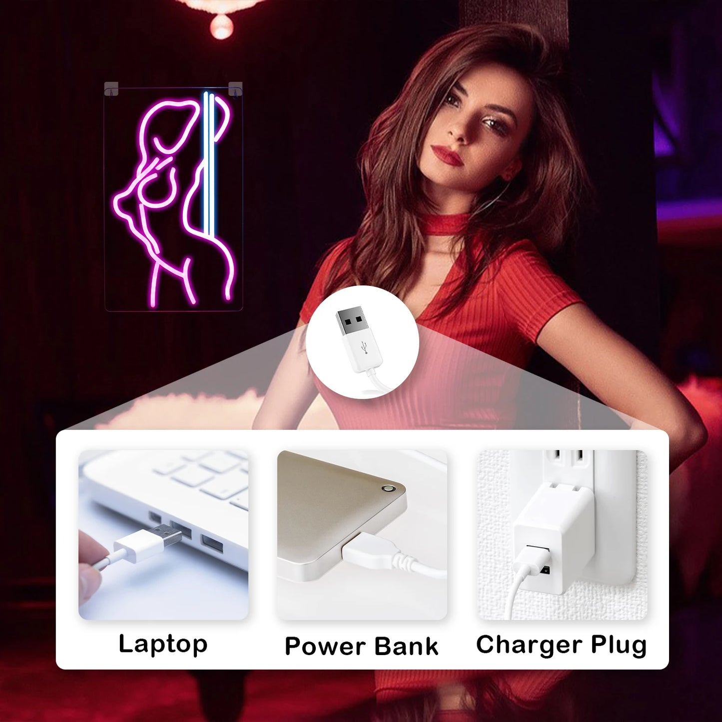 Sexy Girls 5V USB LED Neon Schild - Preiswert