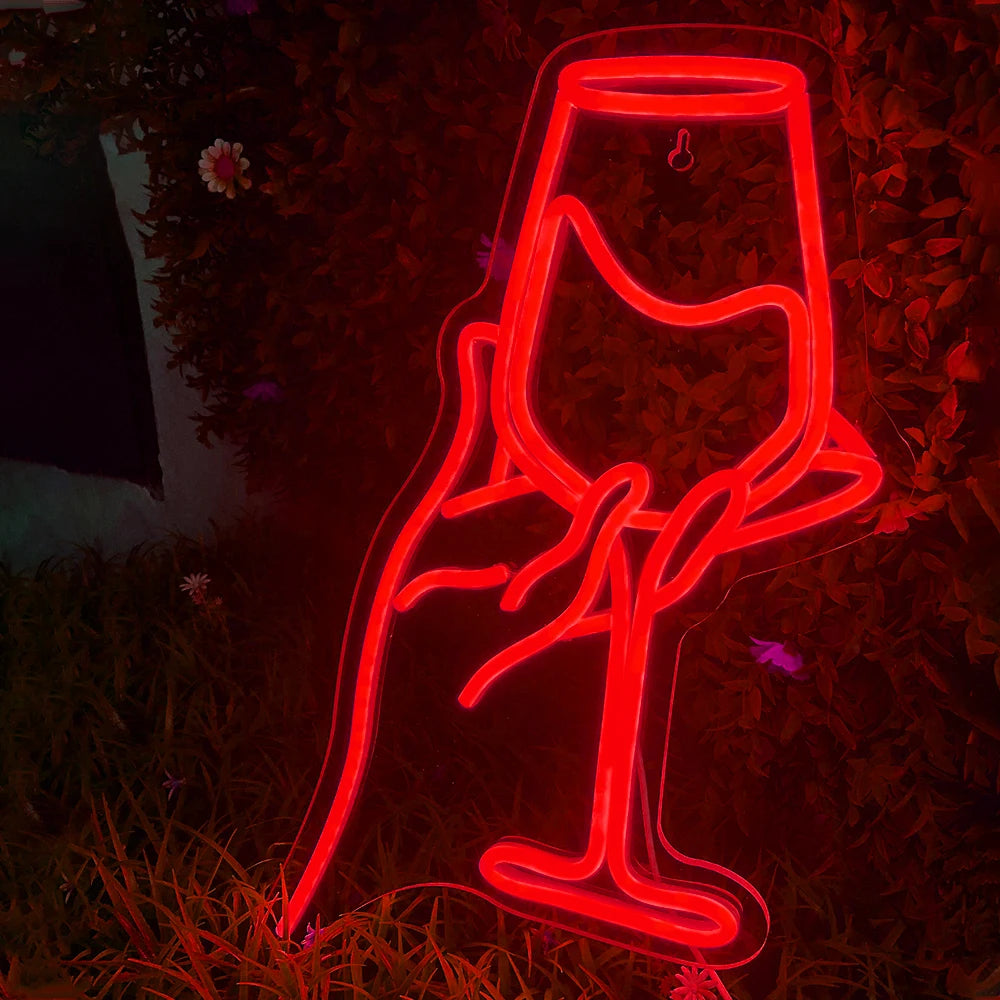 Weinglas Rot 5V USB LED Leuchtschild - Preisgünstig