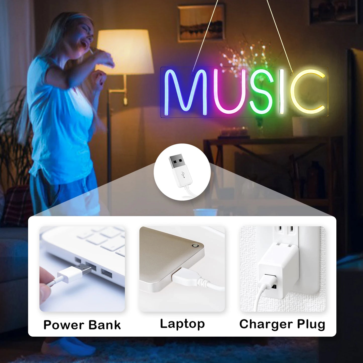 Musik 5V USB LED Leuchtschild - Preisgünstig