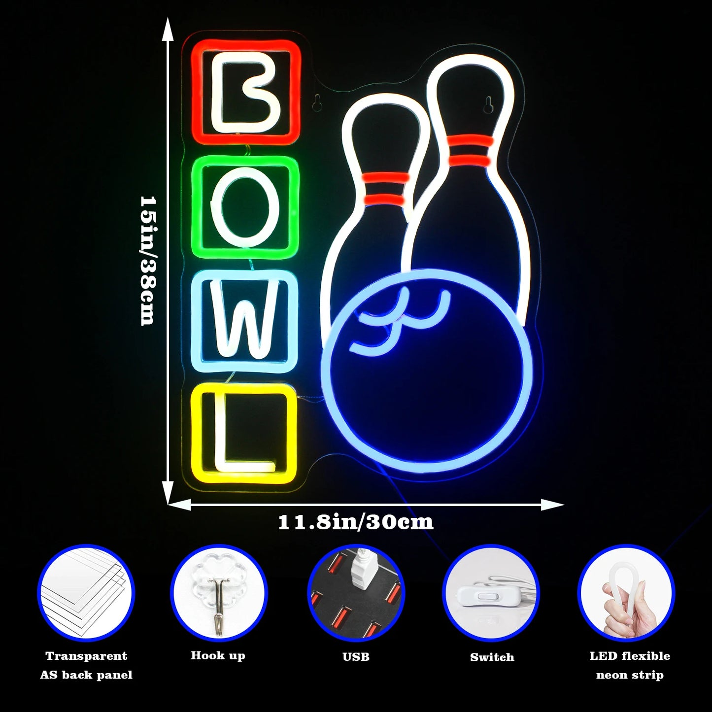 Bowling 5V USB LED Leuchtschild - Preiswert