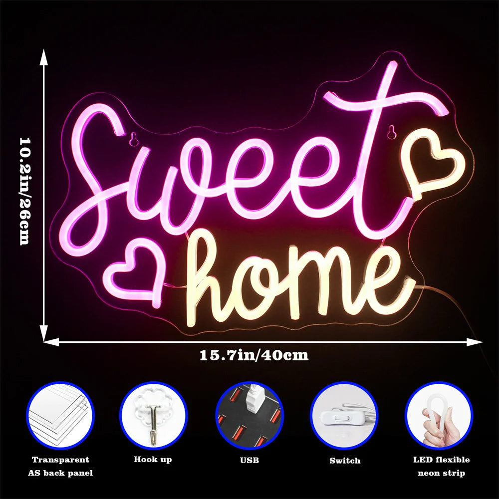 Sweet Home 5V USB LED Leuchtschild - Preisgünstig
