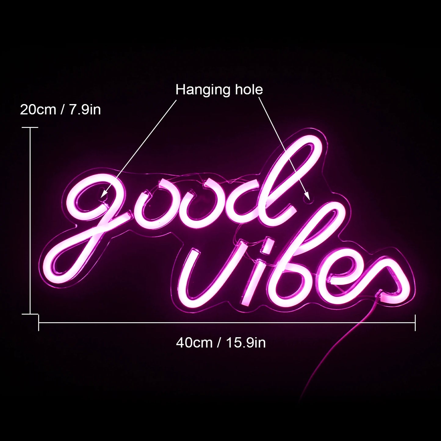 Good Vibes 5V USB LED Leuchtschild - Preisgünstig