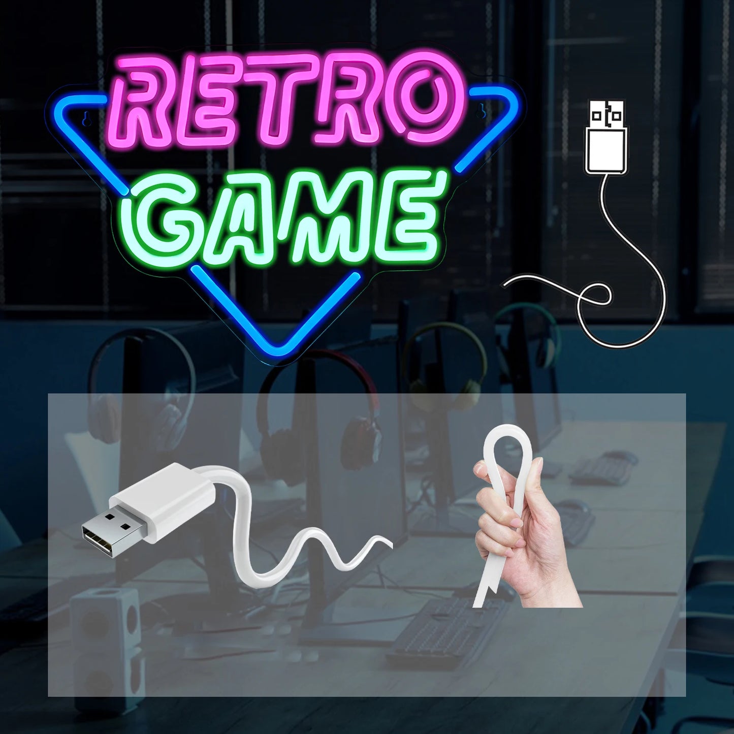 Retro-Game 5V USB LED Neon Schild - Preiswert