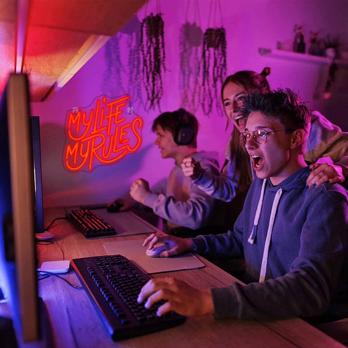 My Life My Rules 5V USB LED Leuchtschild - Preisgünstig