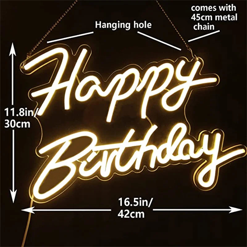 Happy Birthday 5V USB LED Leuchtschild - Preiswert