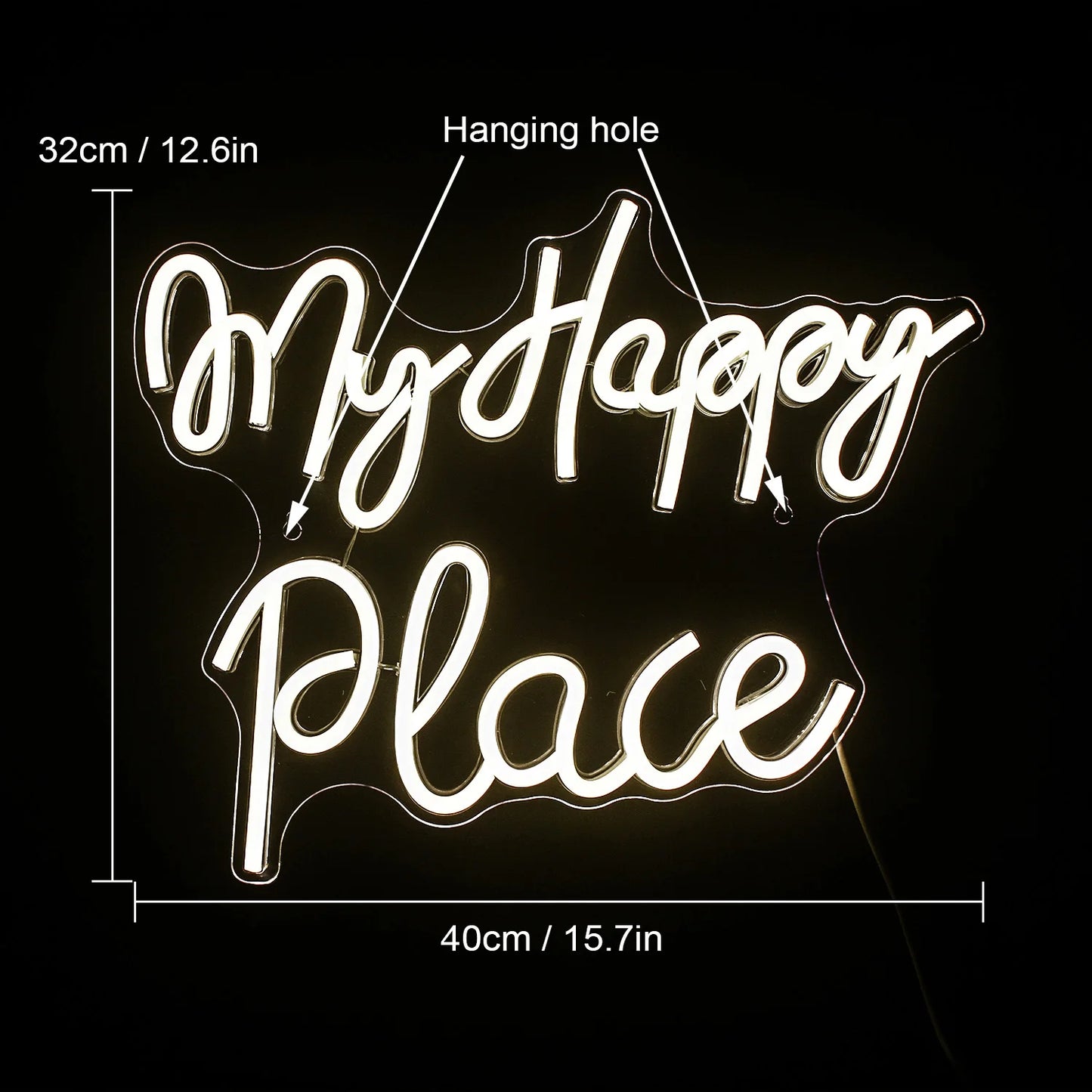 My Happy Place 5V Mini USB LED Neonschild - Budgetfreundlich