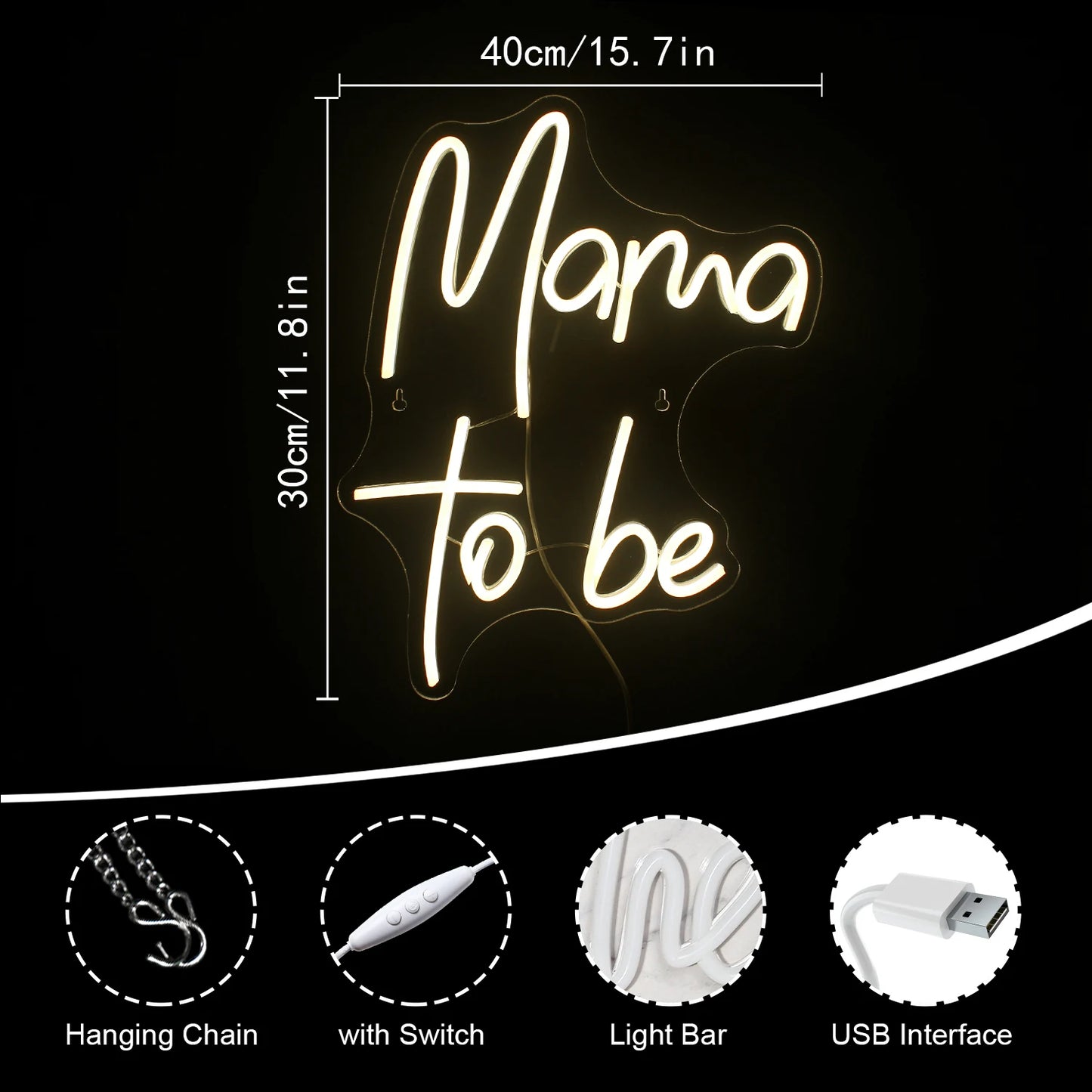 Mama in spe 5V USB LED Leuchtschild - Preiswert