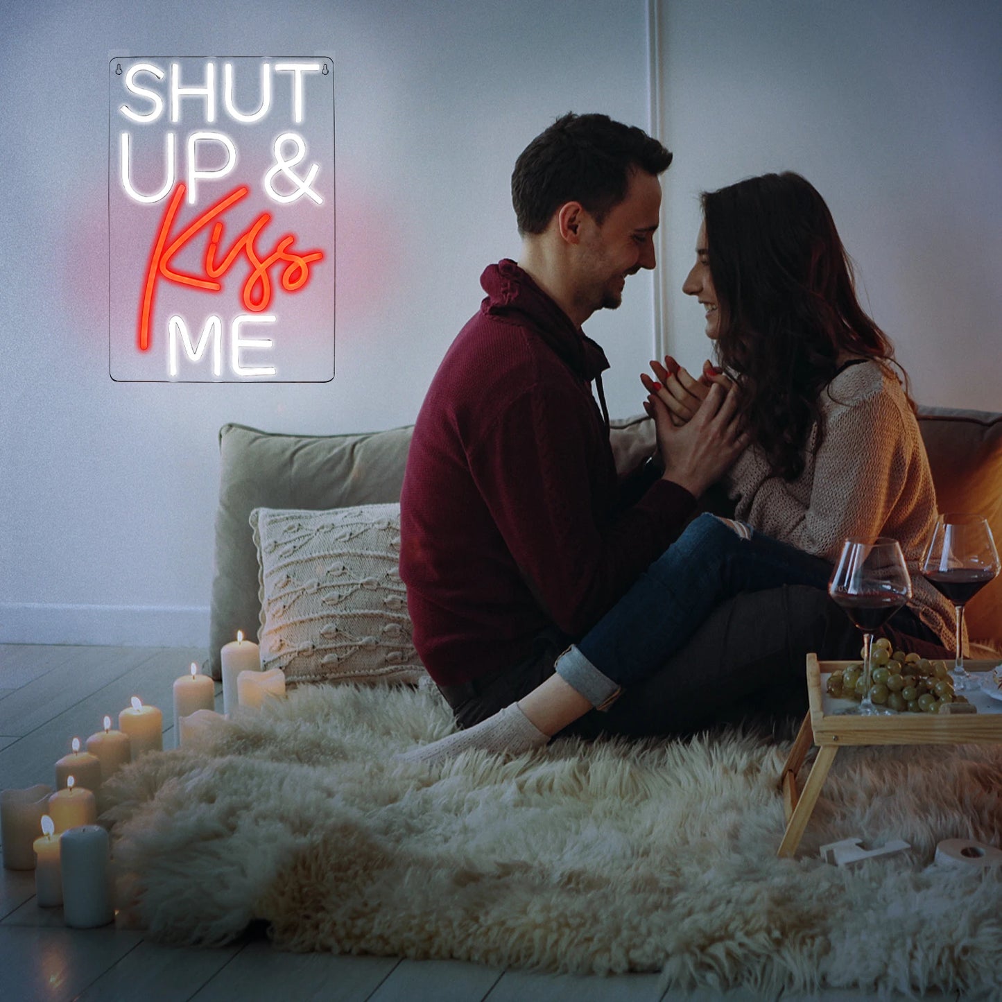 Shut Up Kiss Me 5V USB LED Neon Leuchtschild - Preiswert