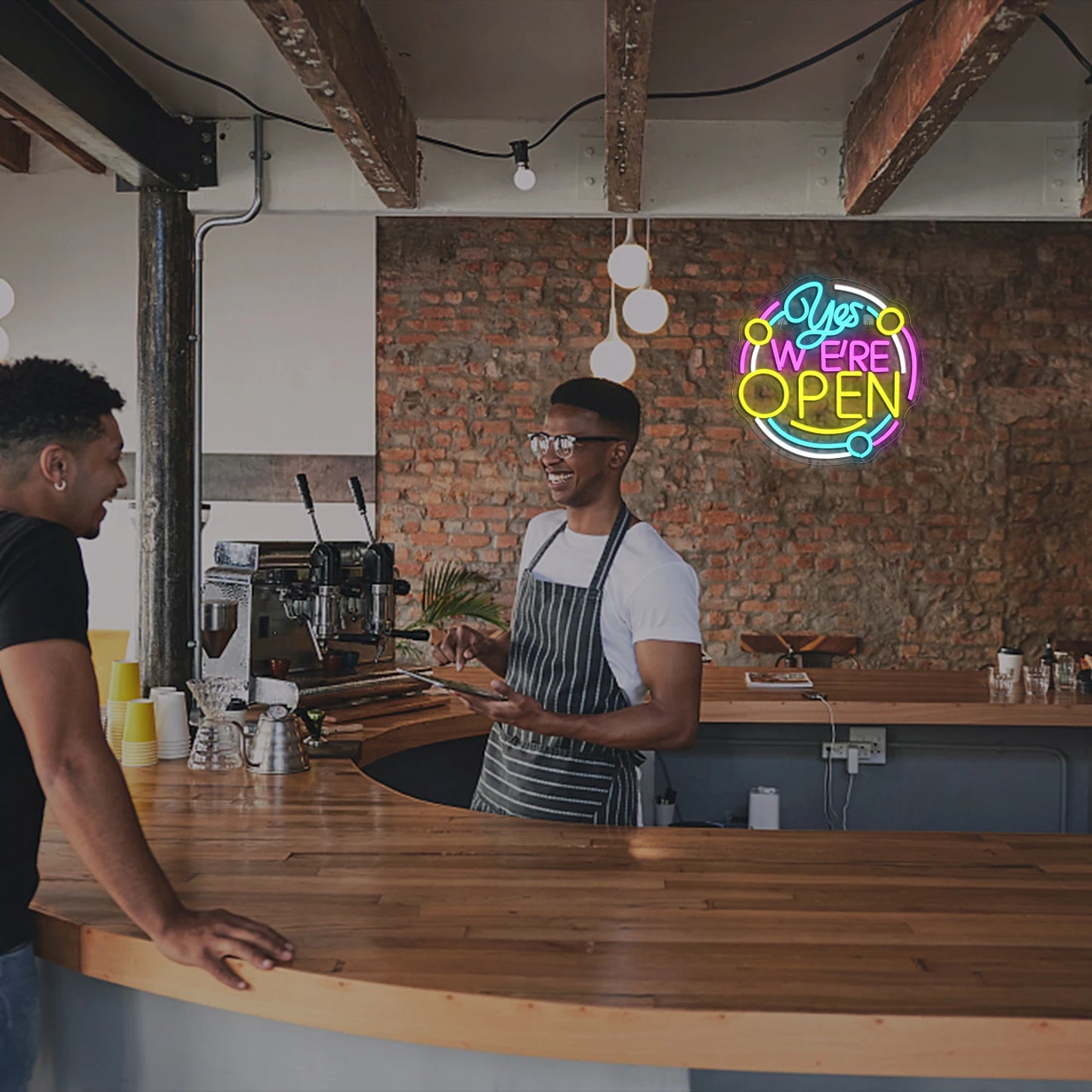 Ja, wir sind geöffnet LED Neon Schild - Offenes Neonlicht für Wanddekoration, USB-betrieben, für Laden, Restaurant, Bar, Party-Deko, Öffnungszeiten-Schild