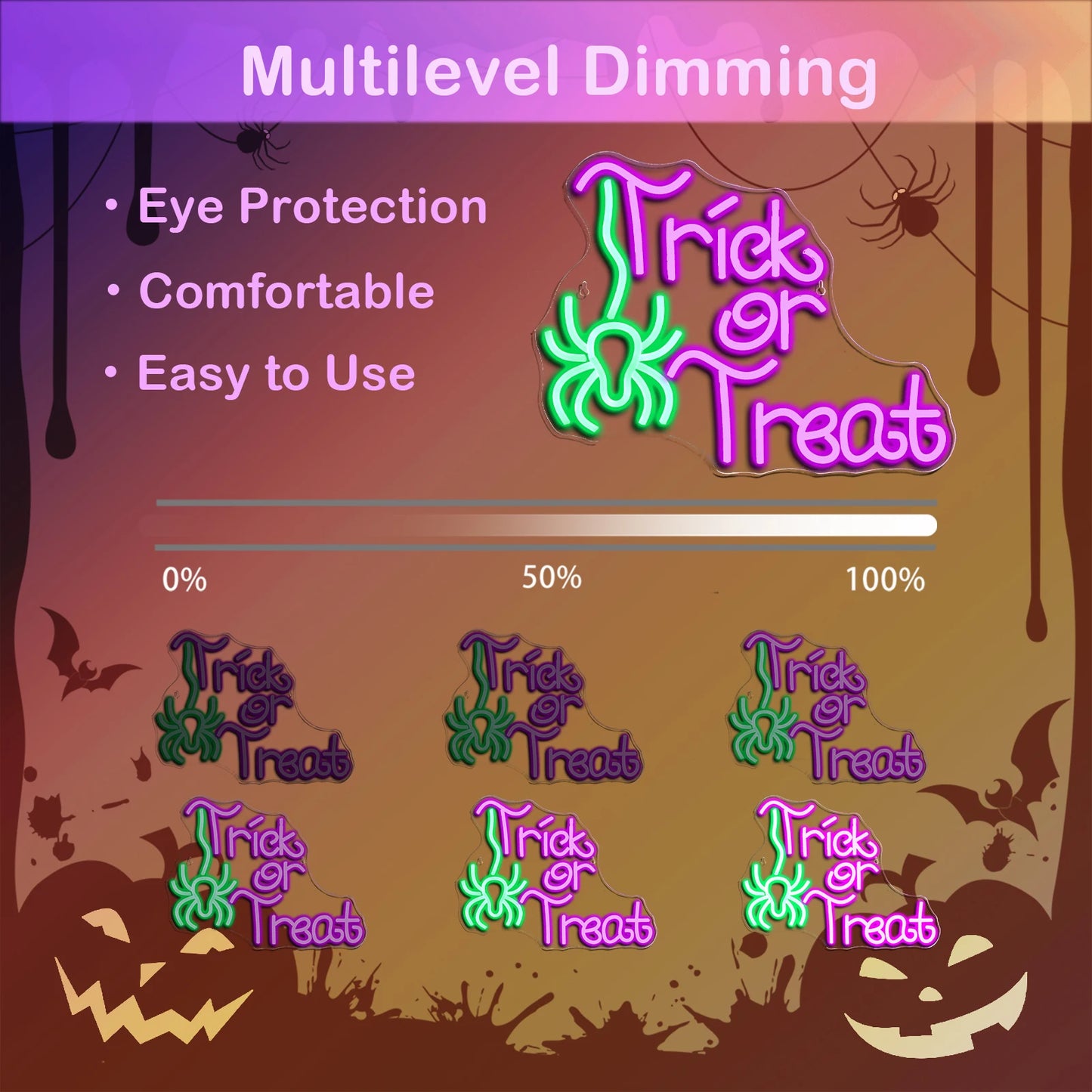 Trick Or Treat Spinne 5V USB LED Leuchtschild - Preisgünstig