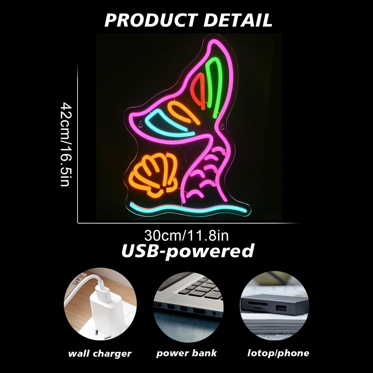 Meerjungfrauenflossen für Mädchen Mermaid 5V USB Neon Schild - Preiswert