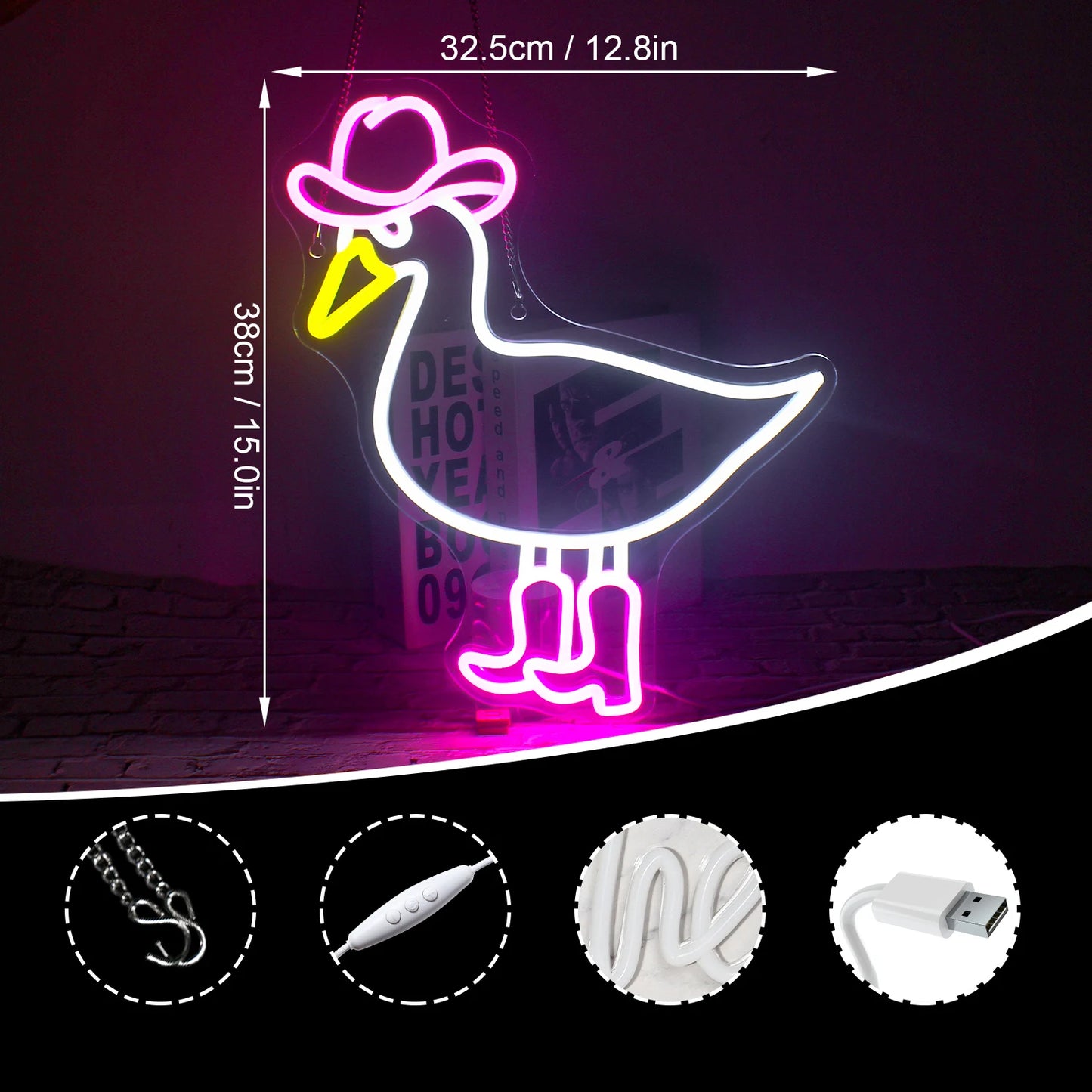Rosa-weißer Cowboy-Enten 5V USB LED Leuchtschild - Preiswert