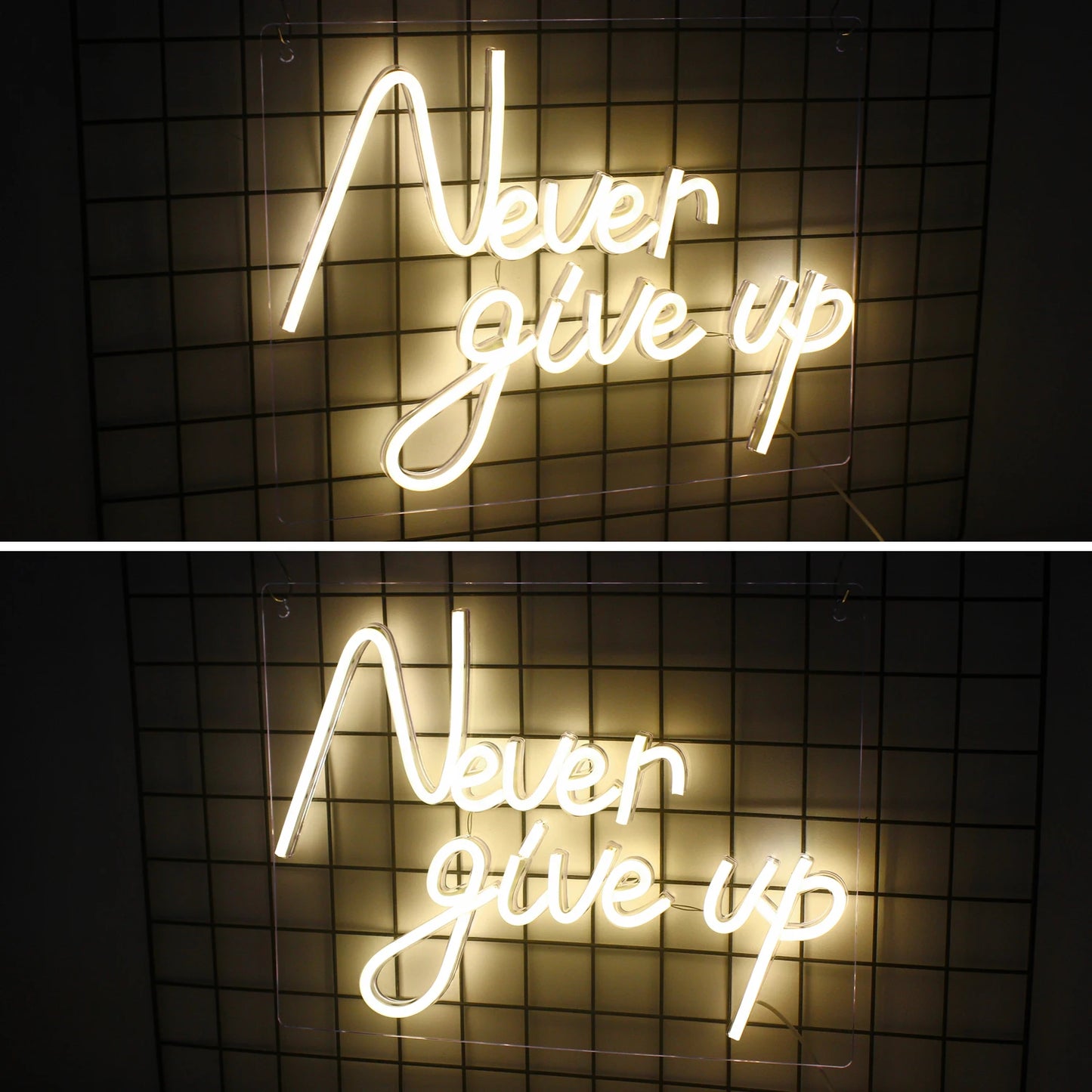Never Give Up 5V USB LED Leuchtschild - Preisgünstig