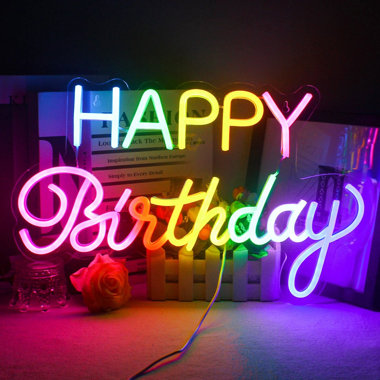 LED Happy Birthday Bunt 5V USB Neon Schild - Preisgünstig