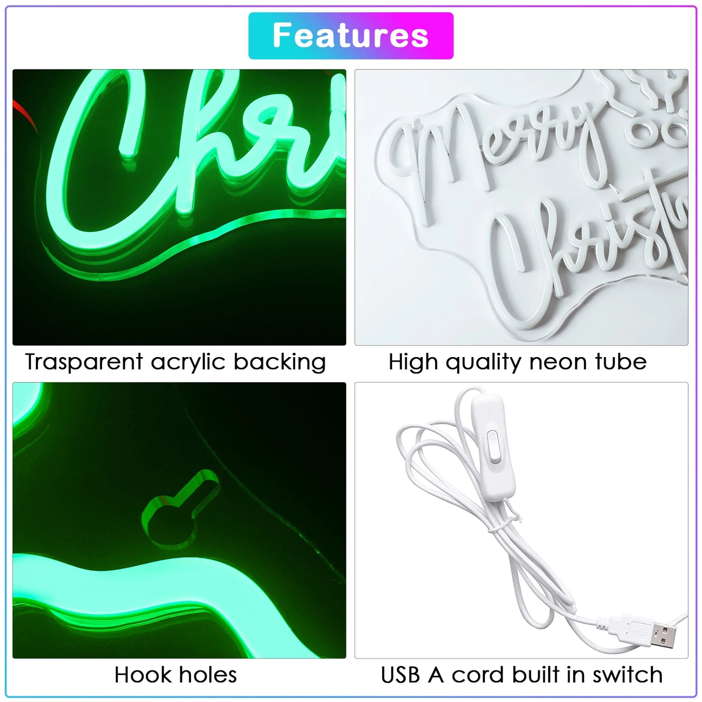 Frohe Weihnachten 5V USB LED Neon Schild - Preisgünstig
