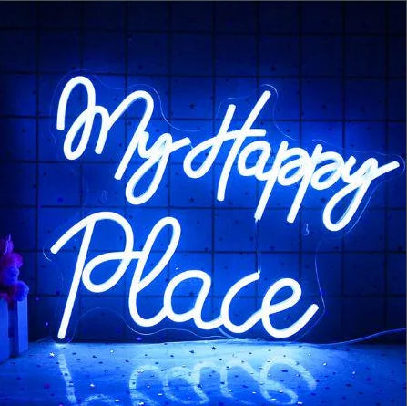 My Happy Place 5V Mini USB LED Neonschild - Budgetfreundlich
