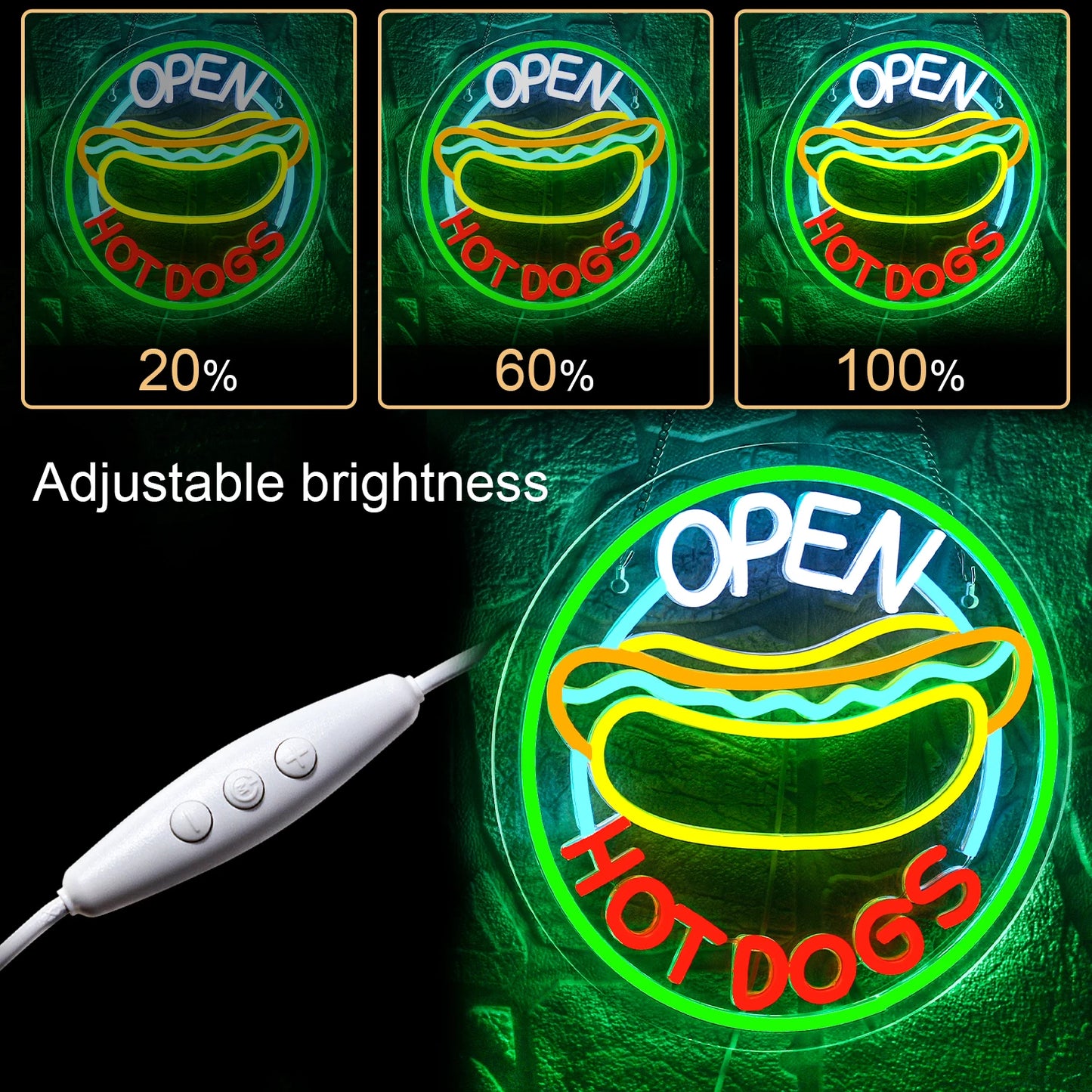 Offen Hotdogs 5V USB LED Leuchtschild - Preisgünstig