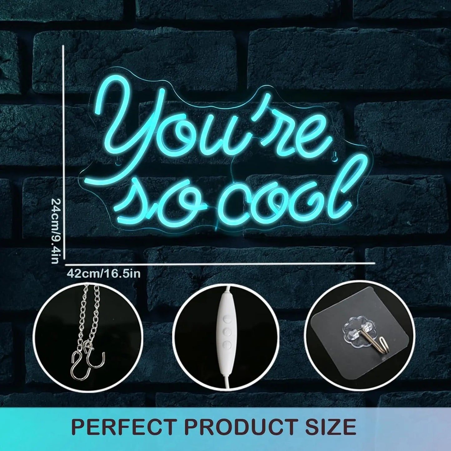 Eisblaues "You Are So Cool" 5V USB LED Neon Schild - Preisgünstig
