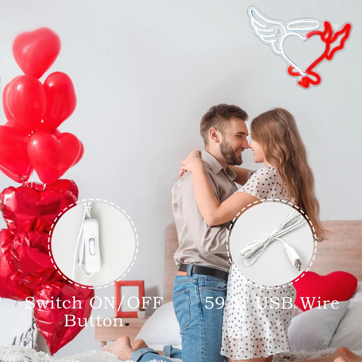 Herz 5V USB LED Neon Schild - Preiswert