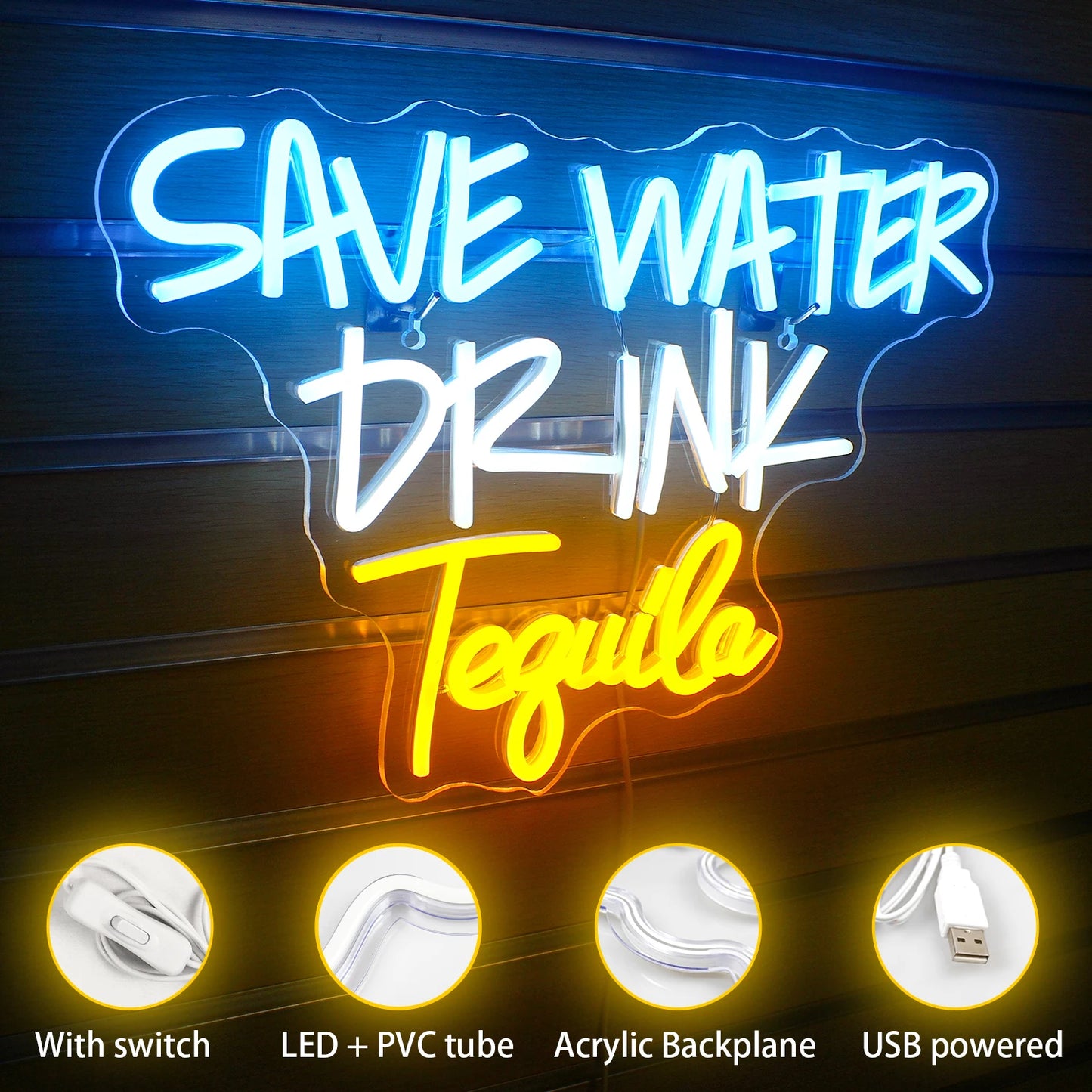 Save Water Drink Tequila 5V USB LED Leuchtschild - Preiswert