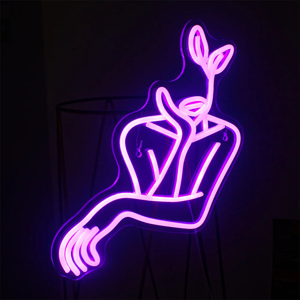 Line-Art Frauenbild 5V USB LED Neon Schild - Preisgünstig