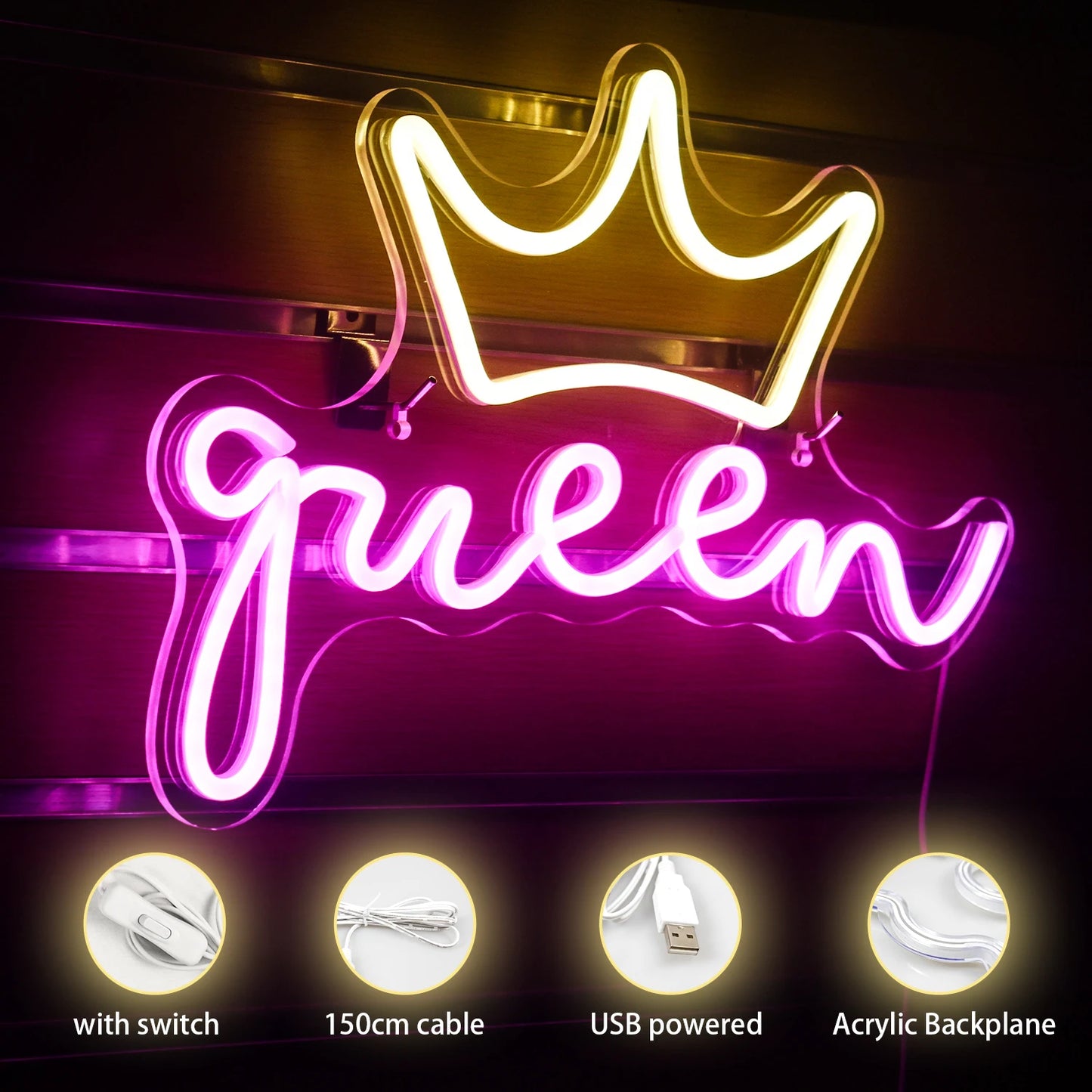 Queen 5V USB LED Leuchtschild - Preisgünstig
