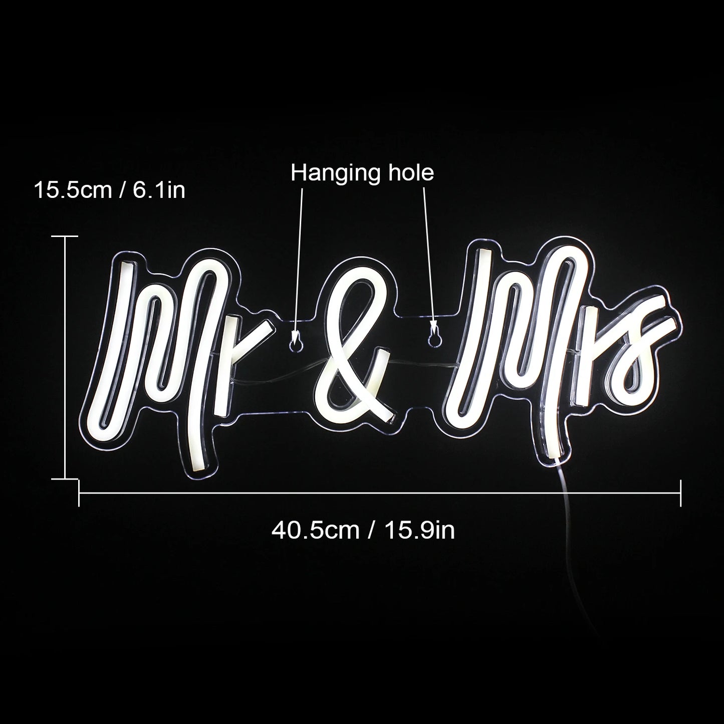 Mr & Mrs 5V USB LED Leuchtschild - Preisgünstig