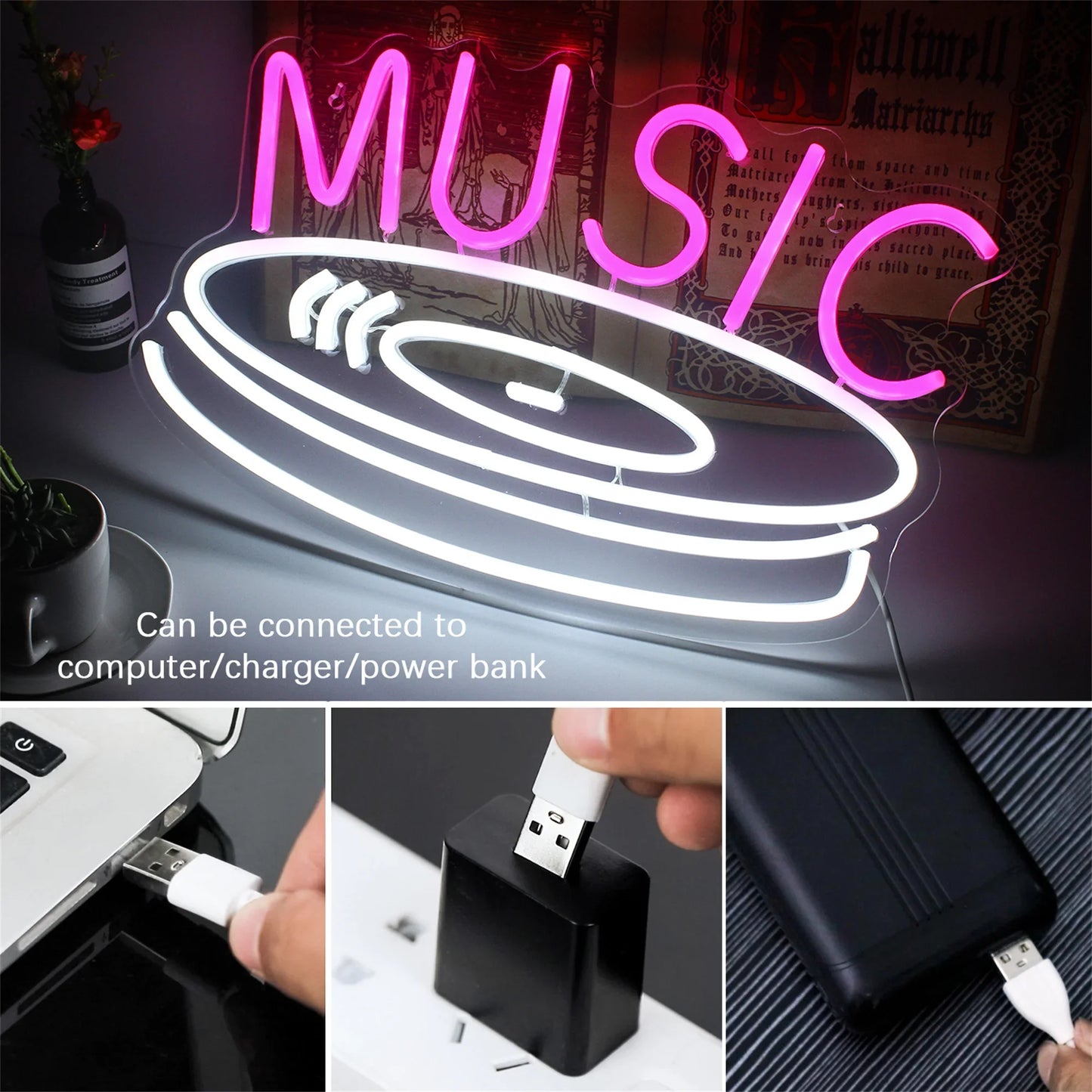 Musik Schallplatte 5V USB LED Leuchtschild - Preisgünstig