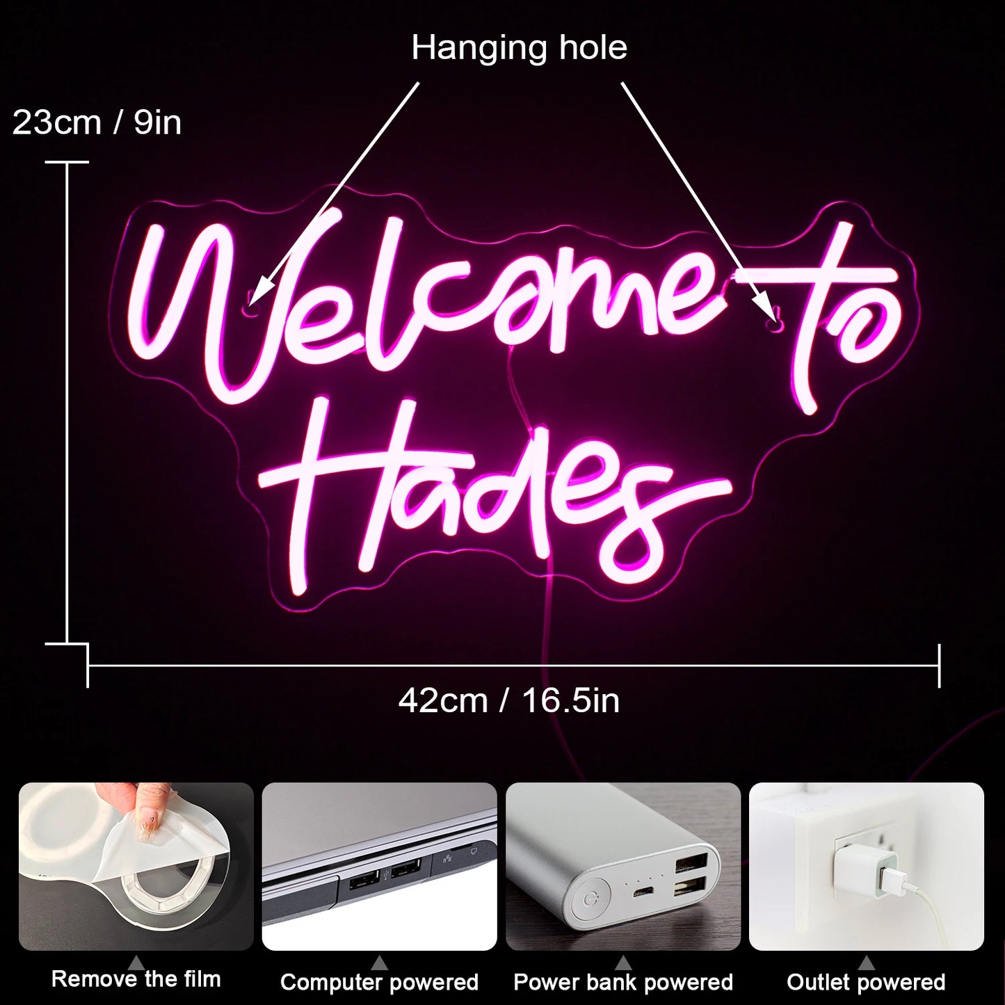 Willkommen zu Hades 5V USB LED Neonschild - Preiswert