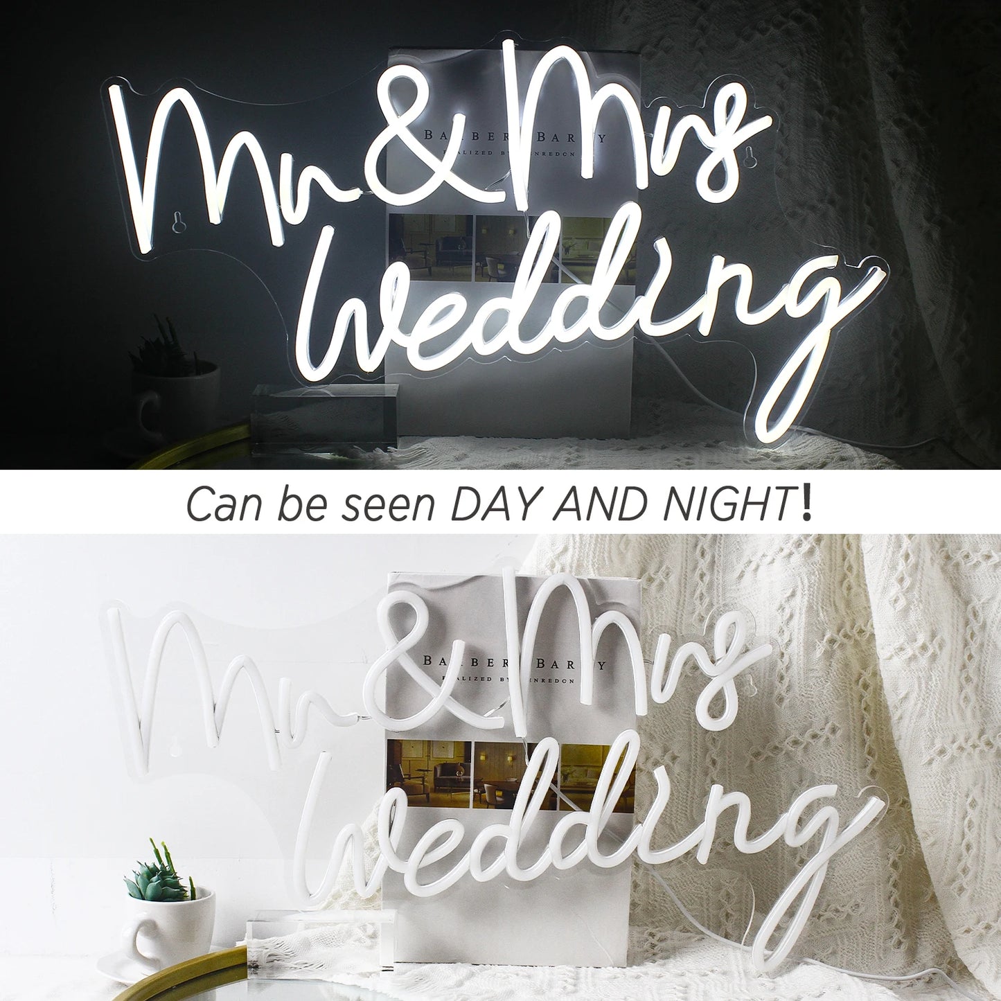 Mr&Mrs Hochzeit 5V USB LED Leuchtschild - Preisgünstig