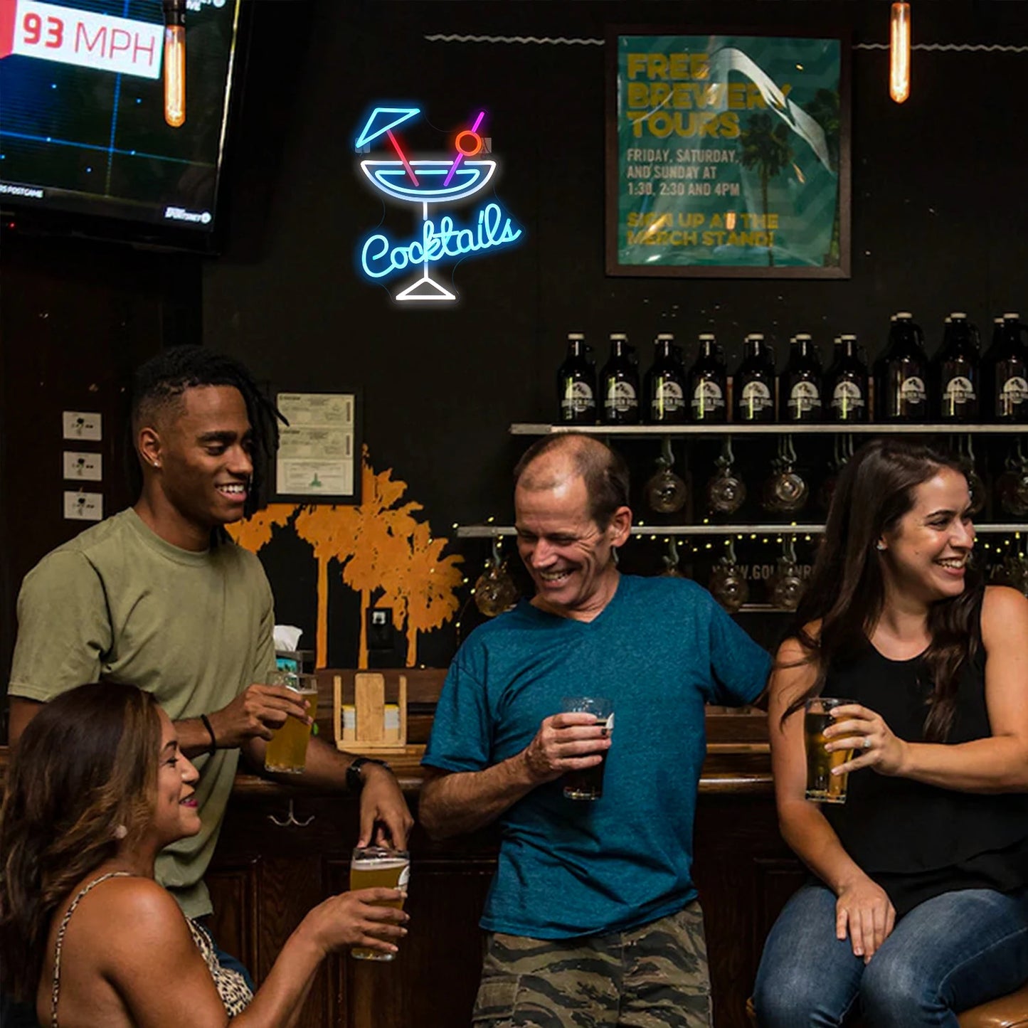 Cocktails 5V USB LED Leuchtschild - Preisgünstig