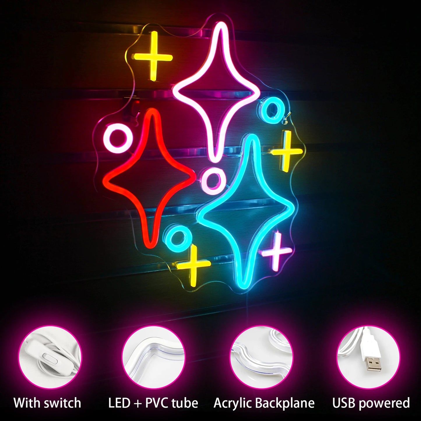 Sterne 5V USB LED Neonschild - Preiswert