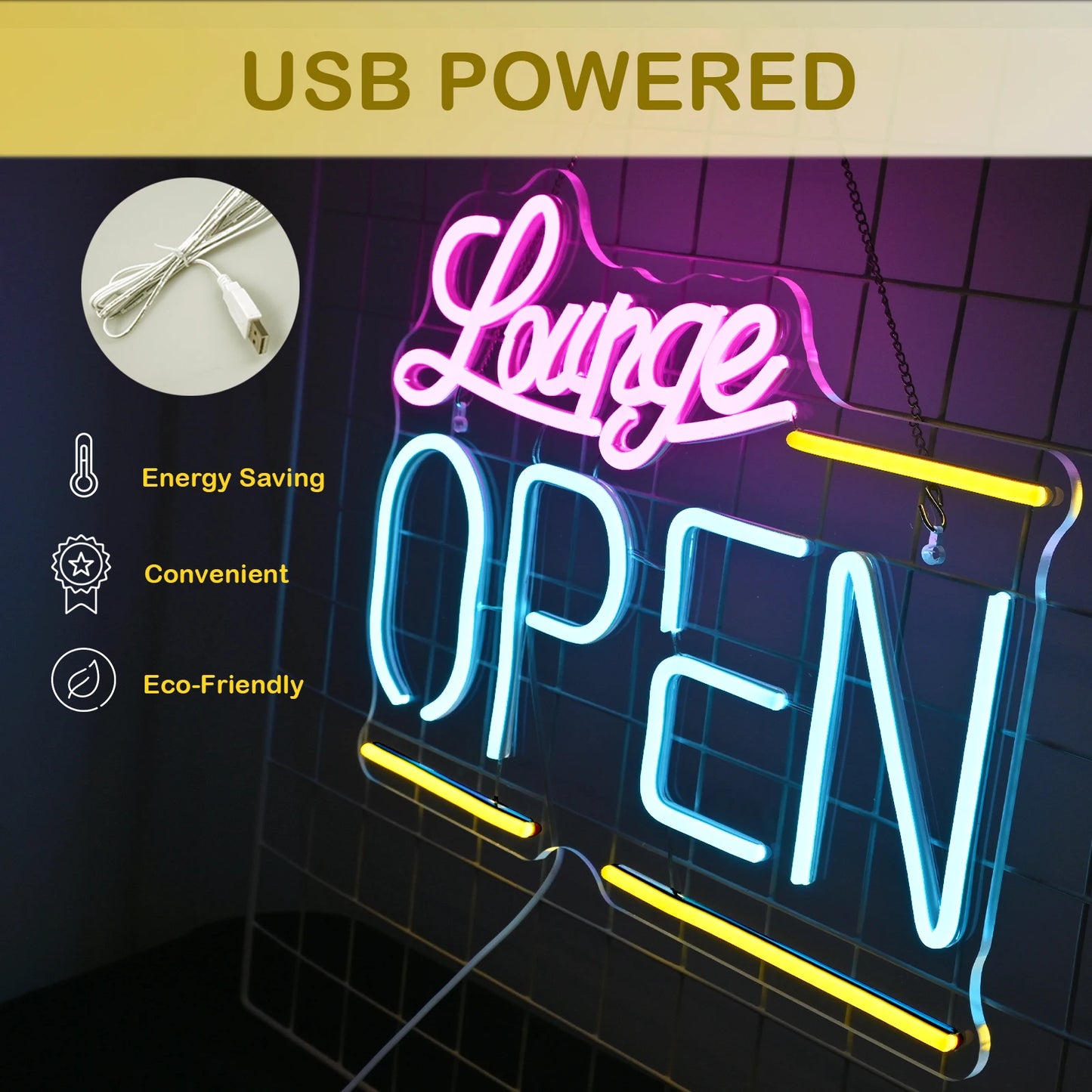 Lounge Open 5V USB LED Leuchtschild - Kostengünstig