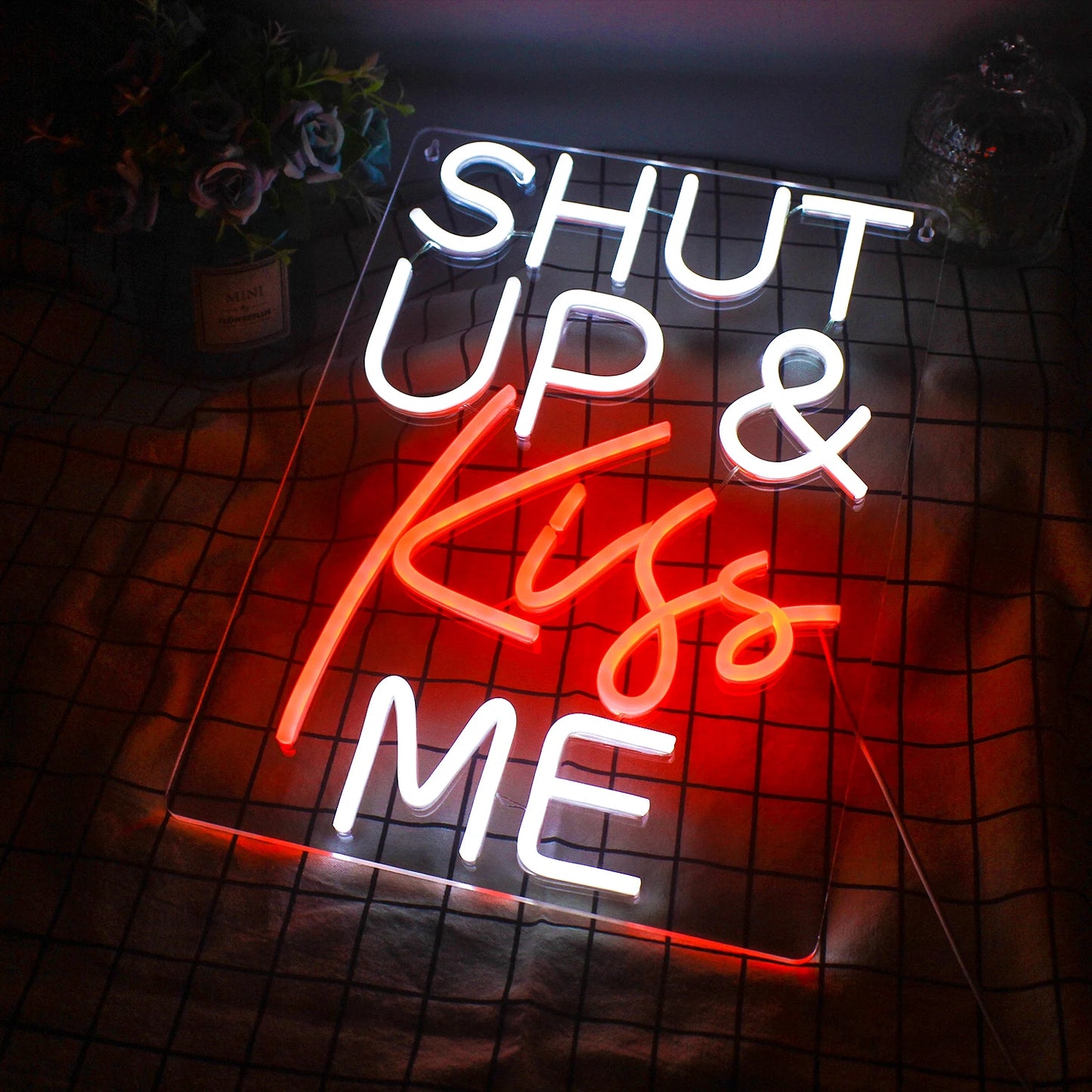 Shut Up Kiss Me 5V USB LED Neon Leuchtschild - Preiswert