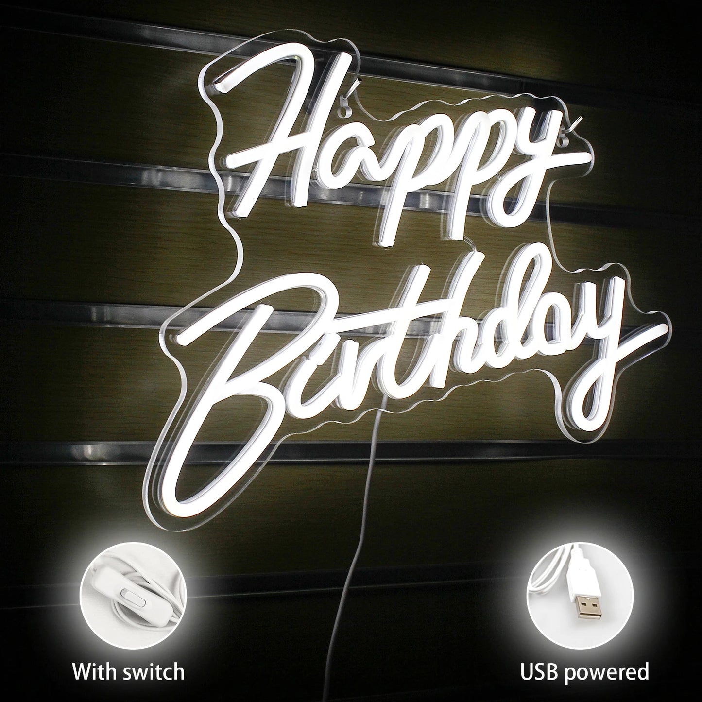 Happy Birthday 5V USB LED Leuchtschild - Preiswert