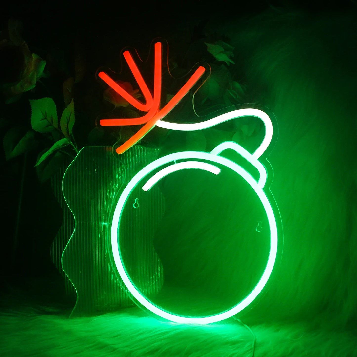 Ein leuchtend grünes LED-Neonschild mit fetten, kursiven Buchstaben, die ein inspirierendes Wort oder einen inspirierenden Satz ergeben.