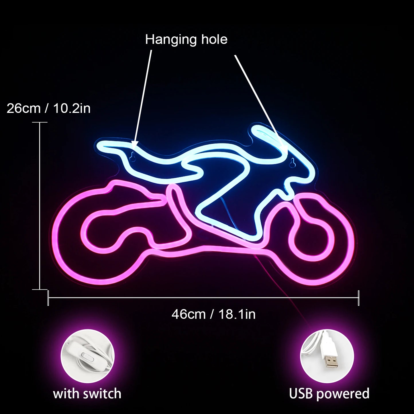 Motorrad 5V USB LED Neon Schild - Preisgünstig