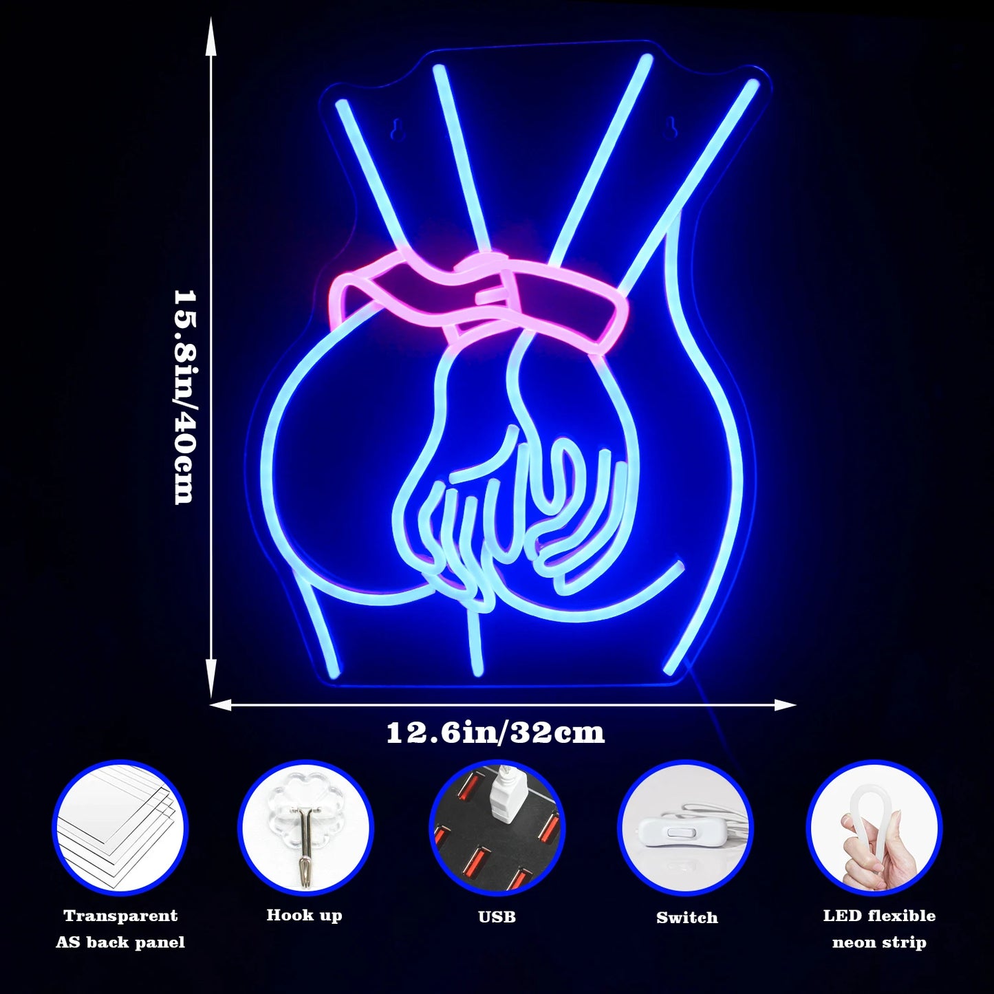 Neonschild Mädchen Frau Körper Sexy 5V USB LED Leuchtschild - Preisgünstig